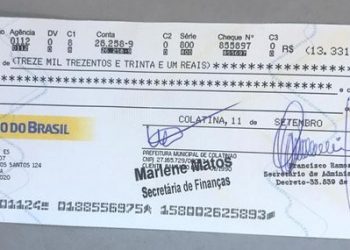 Golpista falsifica cheque da prefeitura de Colatina em mais de R$ 13 mil 9 Golpista falsifica cheque da prefeitura de Colatina em mais de R$ 13 mil