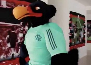 Torcedores do Flamengo brincam com novo mascote do clube e o comparam ao árbitro Anderson Daronco